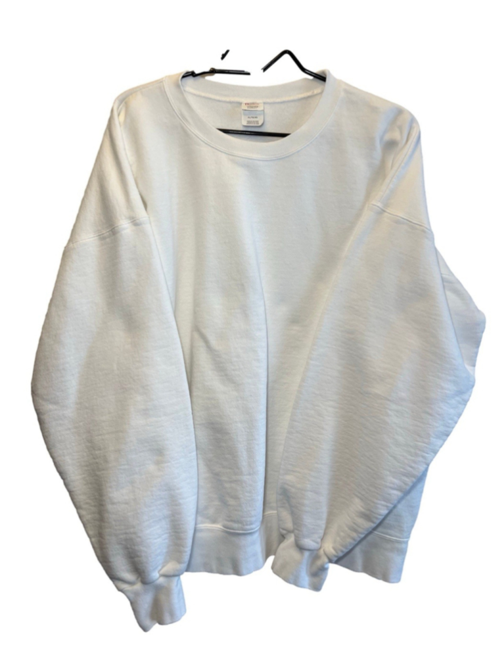Hanes Super Heavy Cotton Crew Neck Sweatshirt Cotton Size XL White Blank
